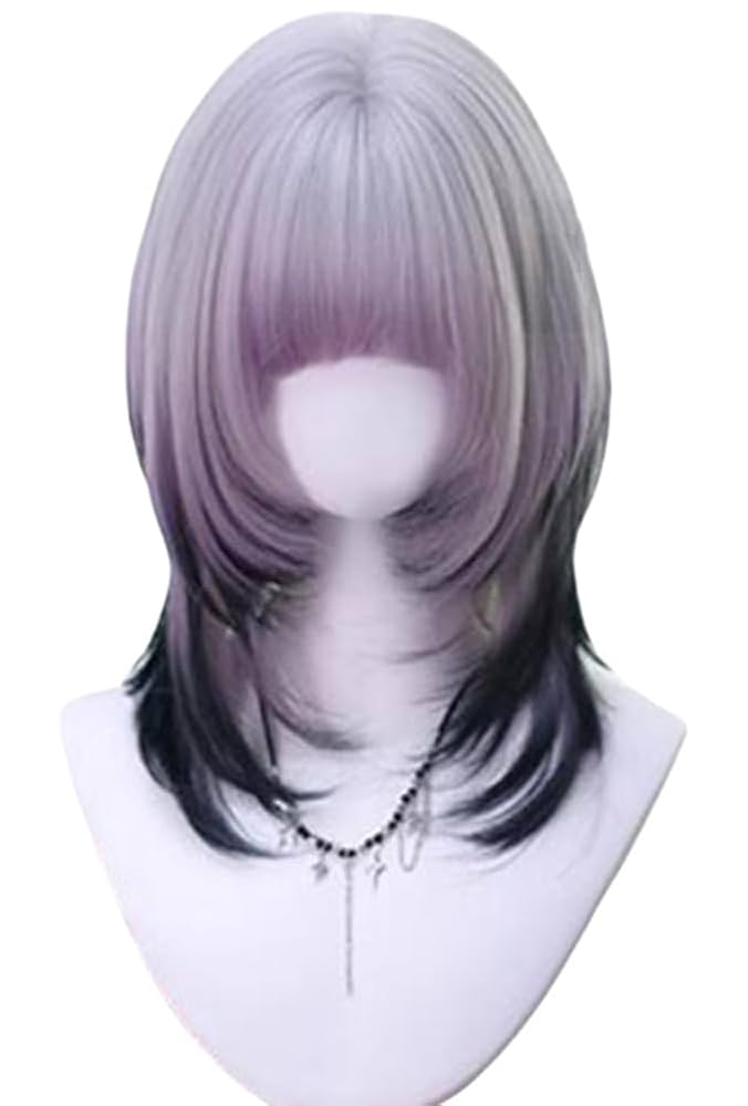 ホワイトメッシュ レイヤー ウルフボブ フルウィッグ 021【ピュアホワイト】[コスプレ ウィッグ]ウルフレイヤー【高温